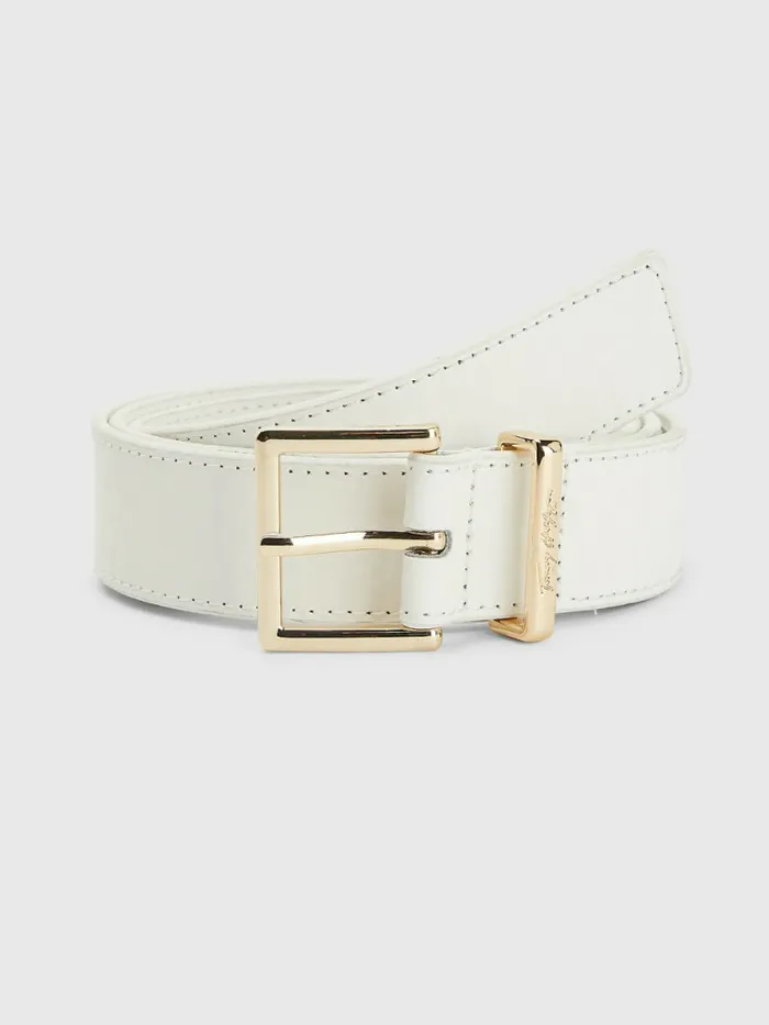 Tommy Hilfiger Leather Monogram Signature Belt White Womens Belts For Sale