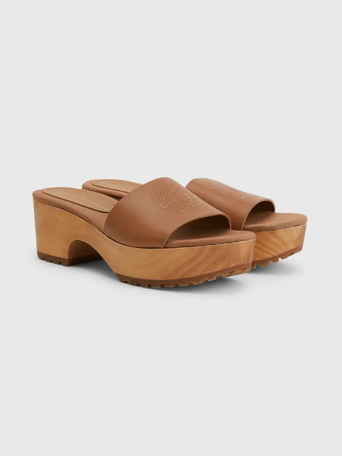 Tommy Hilfiger Leather Platform Heel Clog Sandals Summer Cognac Womens Boots Gift Ideas Tommy Hilfiger Leather Platform Heel Clog Sandals Summer Cognac Womens Boots Gift Ideas