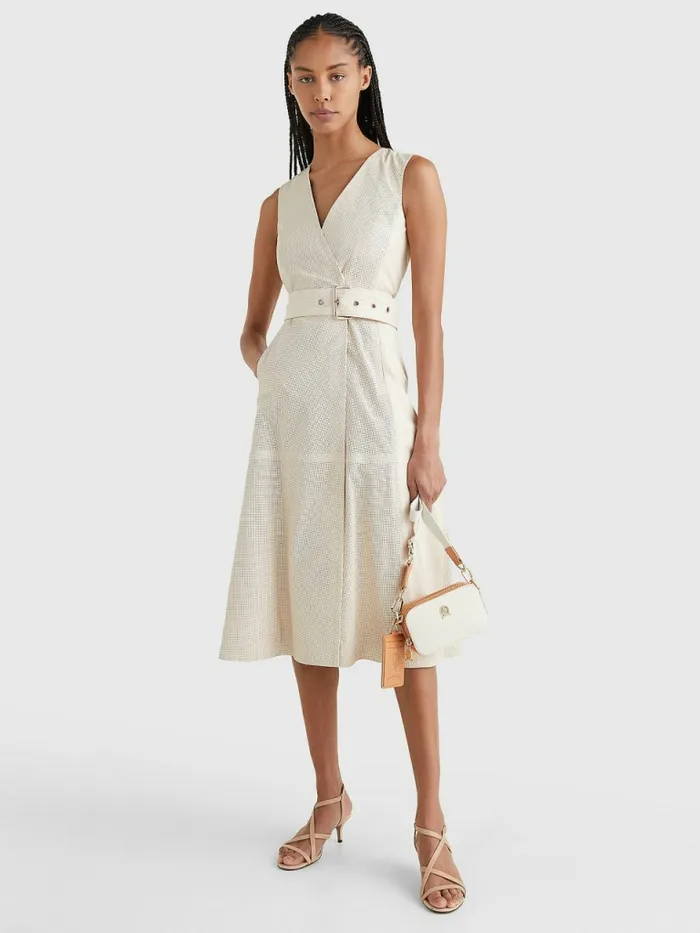Tommy Hilfiger Leather Utility Wrap Dress Desert Sand Dune Womens Dresses and Jumpsuits Gift 4 You