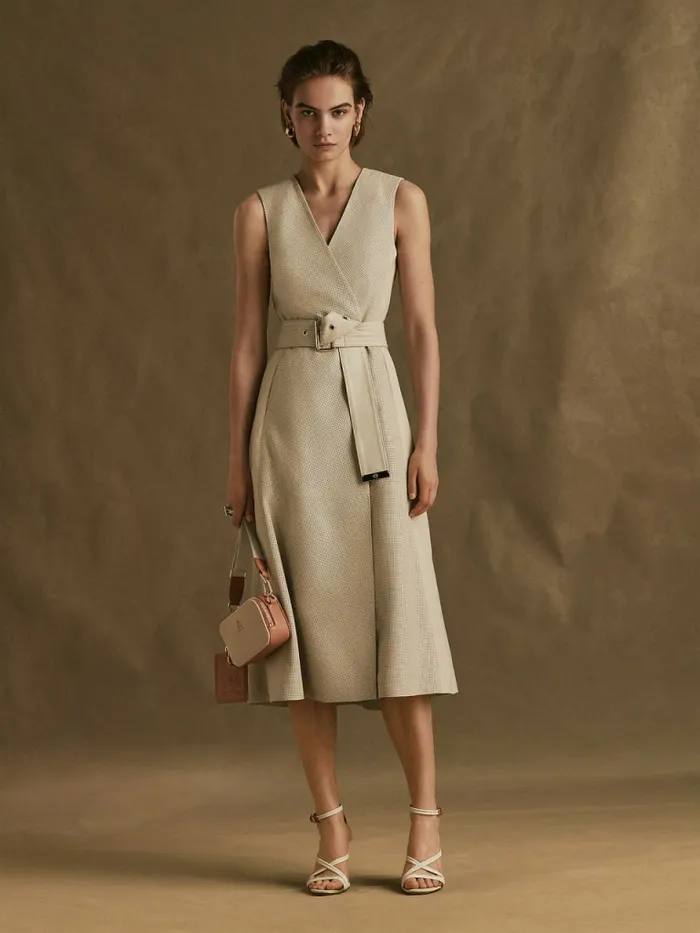 Tommy Hilfiger Leather Utility Wrap Dress Desert Sand Dune Womens Dresses and Jumpsuits Gift 4 You