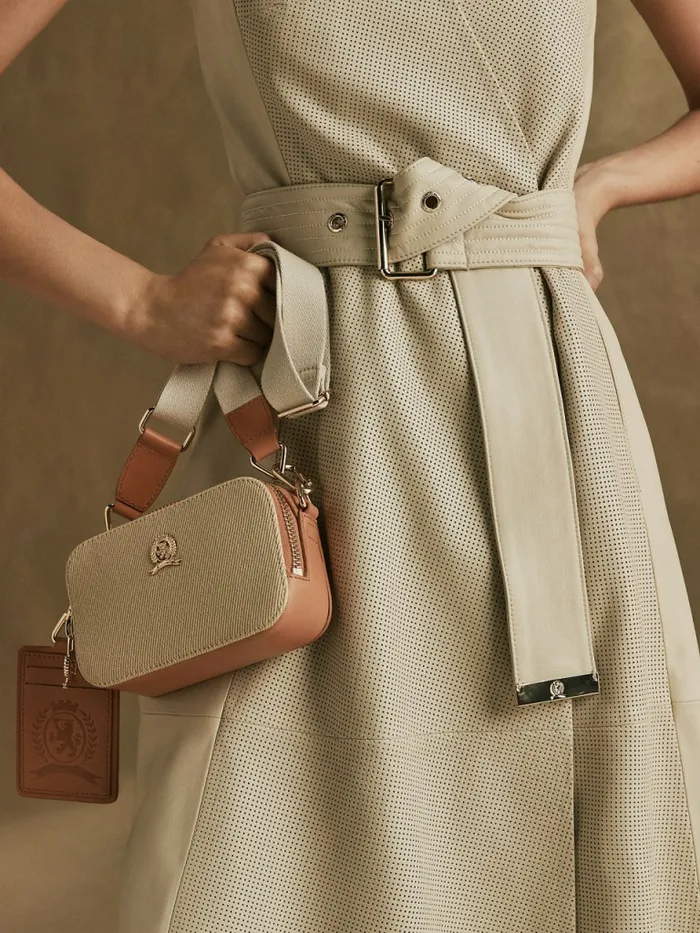 Tommy Hilfiger Leather Utility Wrap Dress Desert Sand Dune Womens Dresses and Jumpsuits Gift 4 You