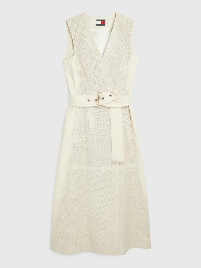 Tommy Hilfiger Leather Utility Wrap Dress Desert Sand Dune Womens Dresses and Jumpsuits Gift 4 You