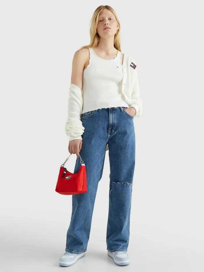 Tommy Hilfiger Lettuce Trim Skinny Fit Tank Top Ecru Womens TShirts Near Me