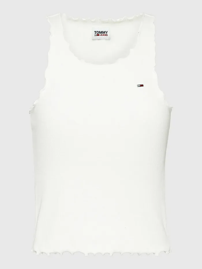 Tommy Hilfiger Lettuce Trim Skinny Fit Tank Top Ecru Womens TShirts Near Me
