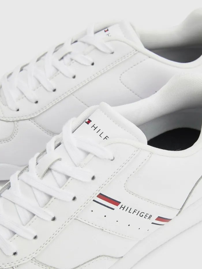 Tommy Hilfiger Lightweight Cupsole Leather Trainers White Mens Sandals Sliders and Flip Flops Gift Ideas