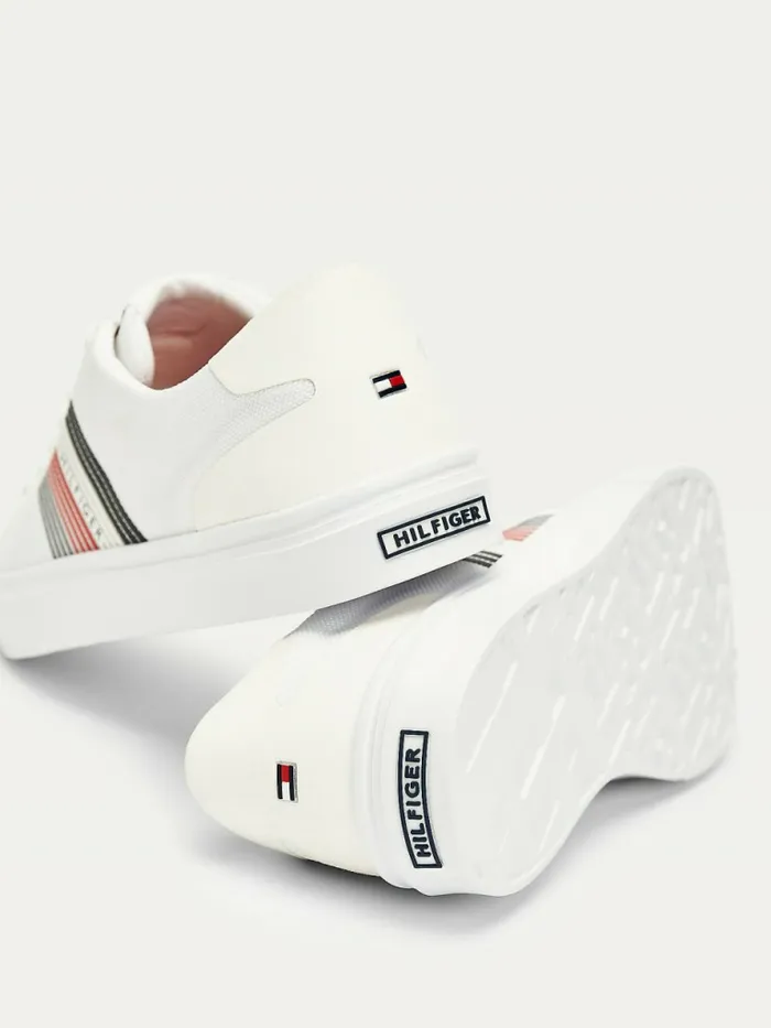 Tommy Hilfiger Lightweight Signature Detail Knitted Trainers White Mens Casual Shoes Gift 4 You