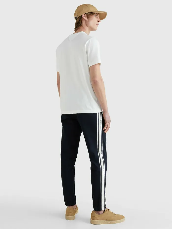 Tommy Hilfiger Linear Flag Embroidery TShirt White Mens TShirts Fashion