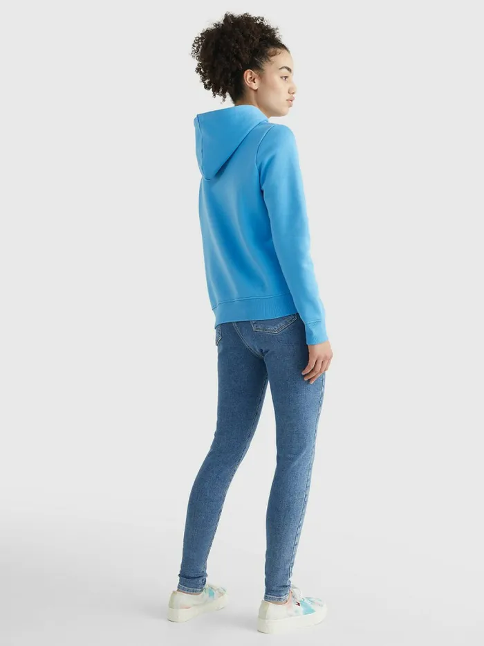 Tommy Hilfiger Linear Logo Hoody Blue Crush Womens Sweatshirts and Hoodies Sale