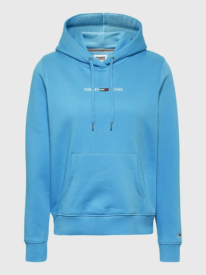 Tommy Hilfiger Linear Logo Hoody Blue Crush Womens Sweatshirts and Hoodies Sale