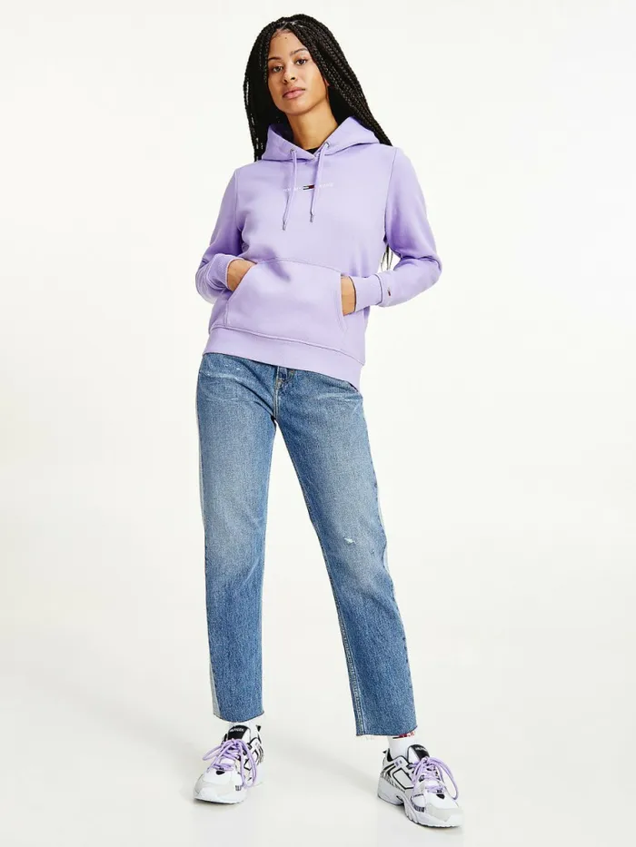 Tommy Hilfiger Linear Logo Hoody Violet Viola Womens Sweatshirts and Hoodies Casaul Tommy Hilfiger Linear Logo Hoody Violet Viola Womens Sweatshirts and Hoodies Casaul
