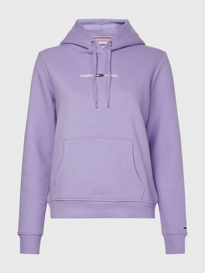 Tommy Hilfiger Linear Logo Hoody Violet Viola Womens Sweatshirts and Hoodies Casaul