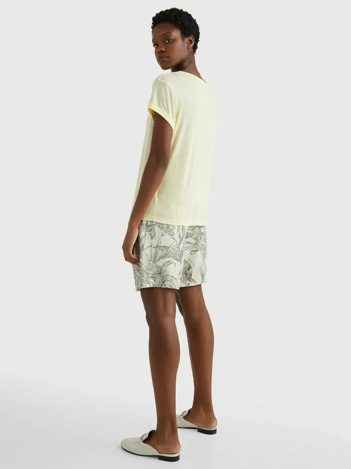 Tommy Hilfiger Linen Blend Oversized TShirt Lemon Twist Womens TShirts Gift for Friend