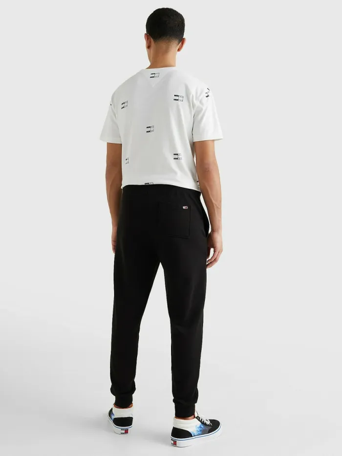 Tommy Hilfiger Logo Appliqu Joggers Black Mens Trousers