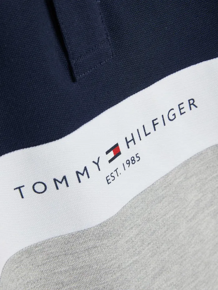 Tommy Hilfiger Logo ColourBlocked Polo Light Grey Heather Boys TShirts and Polos Gift for Friend