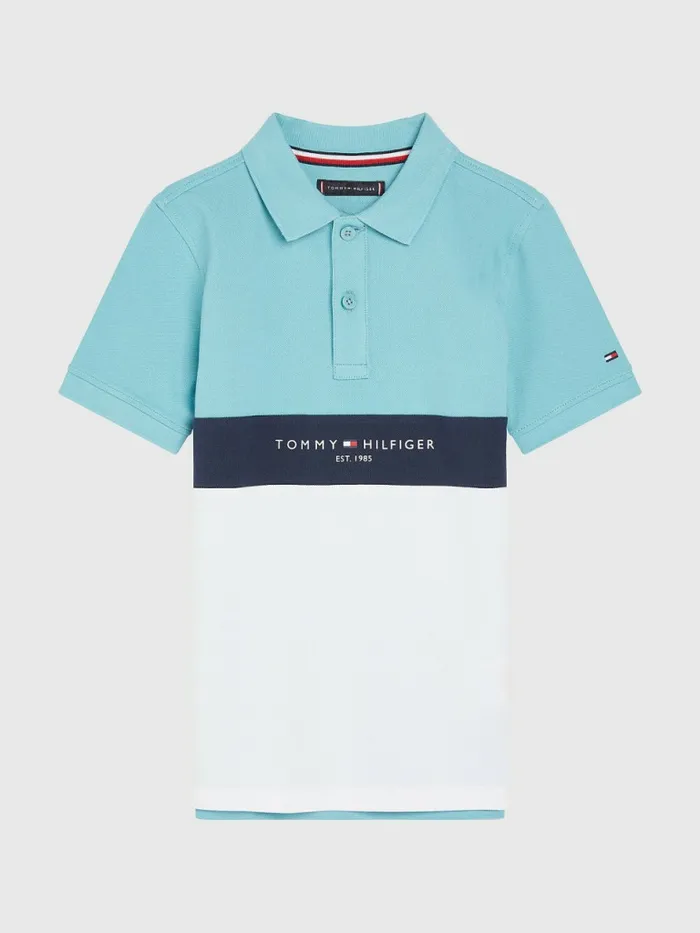 Tommy Hilfiger Logo ColourBlocked Polo WhiteColorblock Boys TShirts and Polos On Sale Tommy Hilfiger Logo ColourBlocked Polo WhiteColorblock Boys TShirts and Polos On Sale