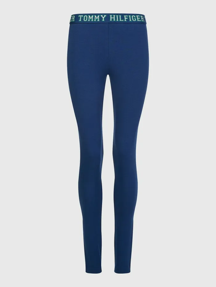 Tommy Hilfiger Logo Contrast Trim Full Length Leggings Twilight Indigo Womens Lounge and Nightwear