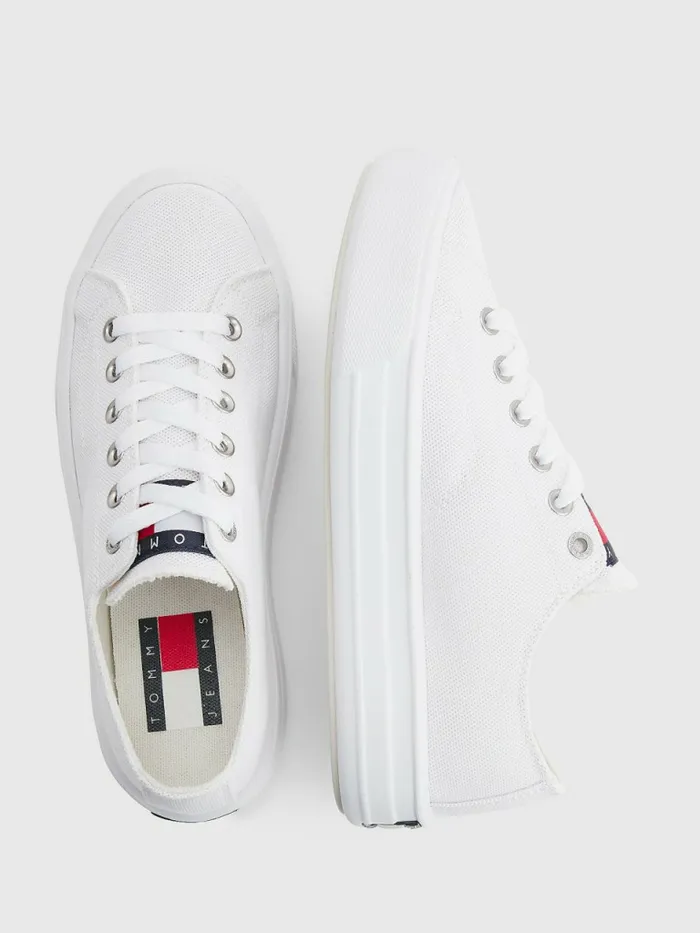 Tommy Hilfiger Logo Cupsole Trainers White Womens Boots Near Me