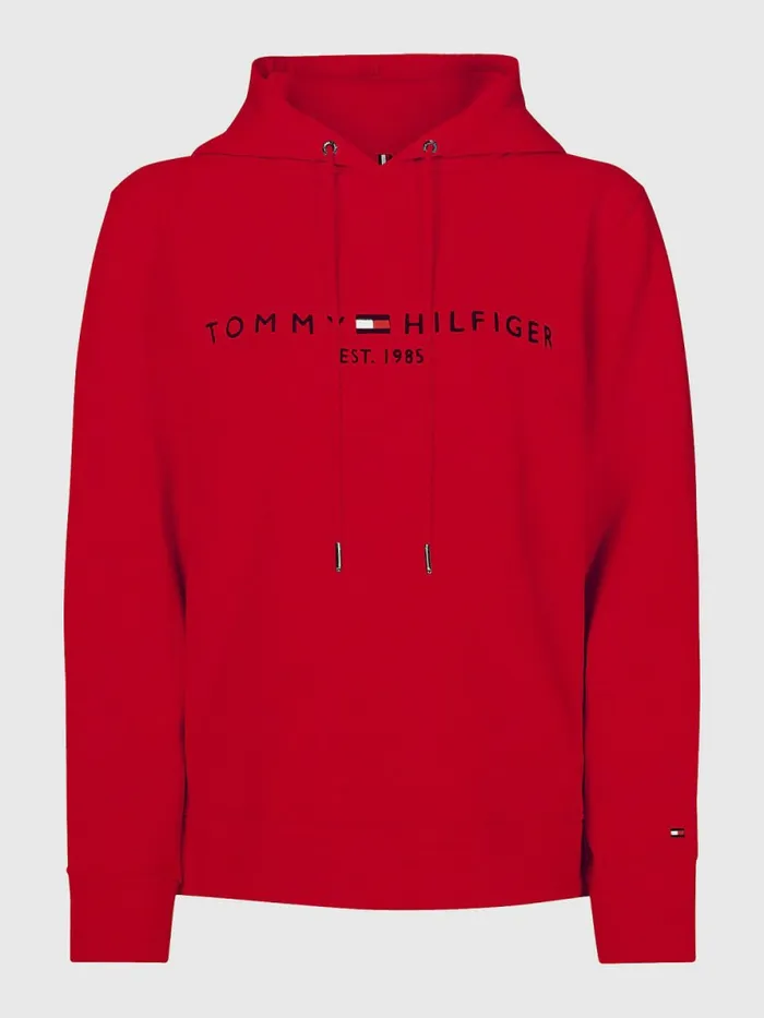 Tommy Hilfiger Logo Drawstring Regular Fit Hoody Blazer Red Womens Sweatshirts and Hoodies Near Me