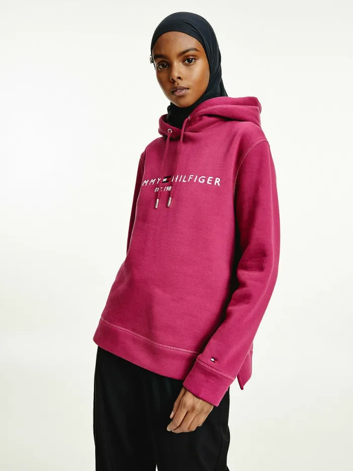 Tommy Hilfiger Logo Drawstring Regular Fit Hoody Crimson Ruby Womens Sweatshirts and Hoodies For Sale Tommy Hilfiger Logo Drawstring Regular Fit Hoody Crimson Ruby Womens Sweatshirts and Hoodies For Sale