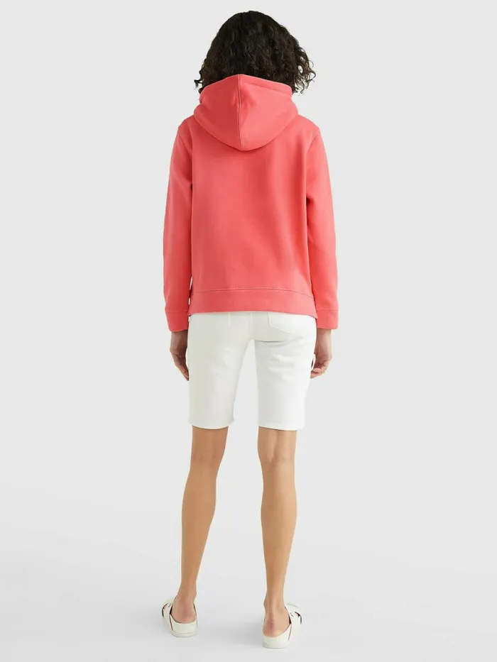 Tommy Hilfiger Logo Drawstring Regular Fit Hoody Crystal Coral Womens Sweatshirts and Hoodies Casaul