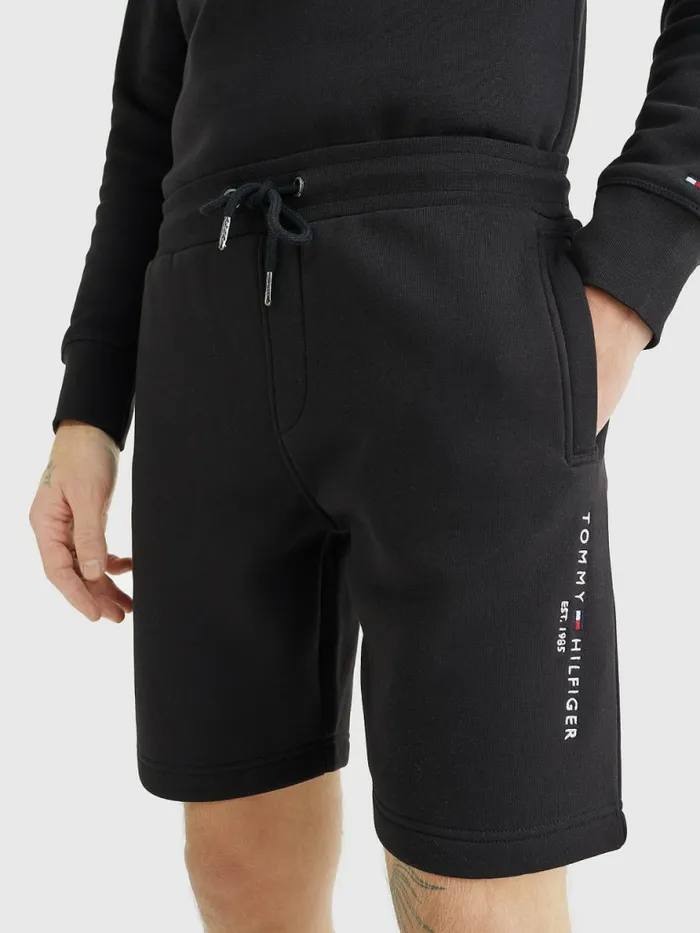 Tommy Hilfiger Logo Drawstring Sweat Shorts Black Mens Shorts Gift Ideas