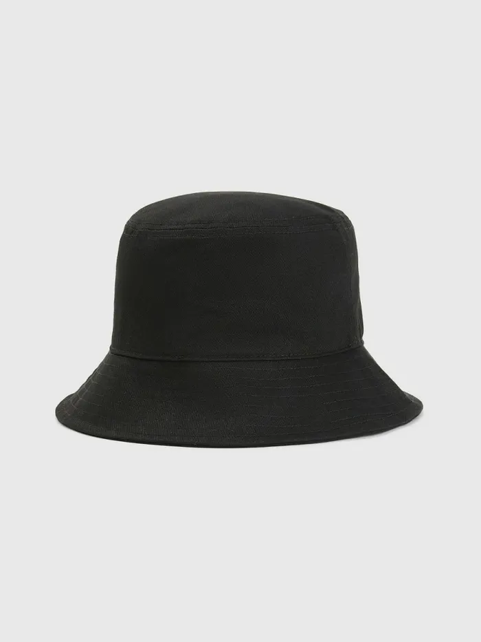 Tommy Hilfiger Logo Embroidery Bucket Hat Black Womens Hats and Scarves Fashion