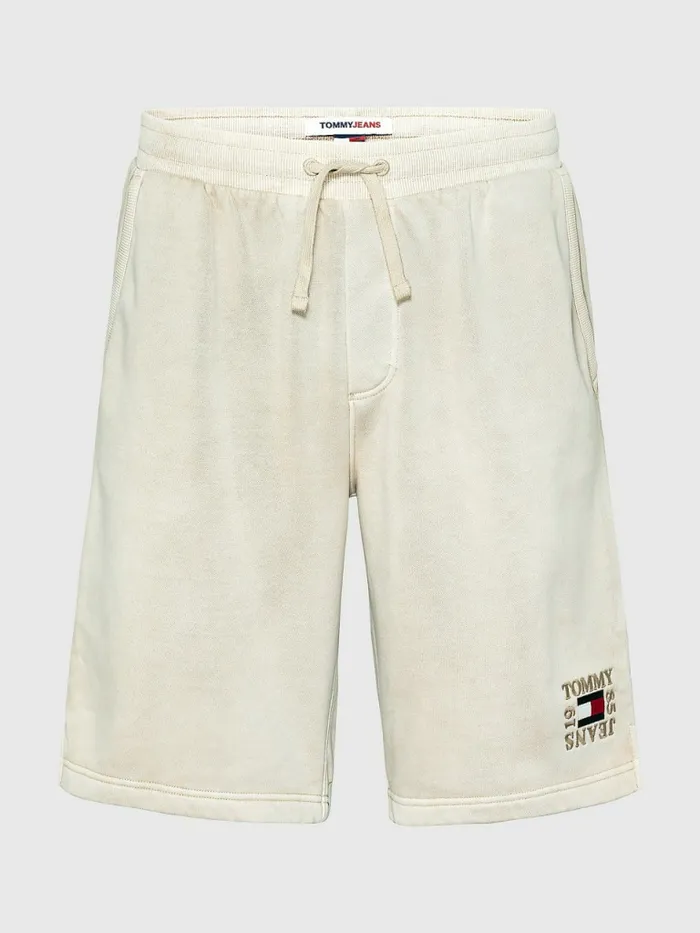 Tommy Hilfiger Logo Embroidery Fleece Basketball Shorts Savannah Sand Mens Shorts Near Me