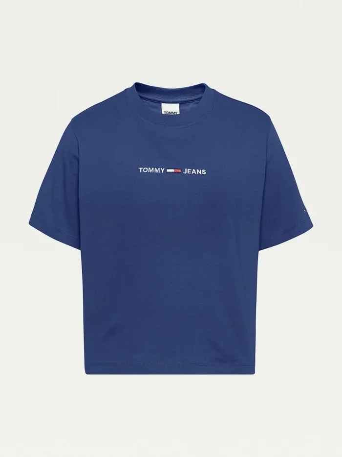 Tommy Hilfiger Logo Embroidery Organic Cotton TShirt Twilight Navy Womens TShirts Gift 4 You