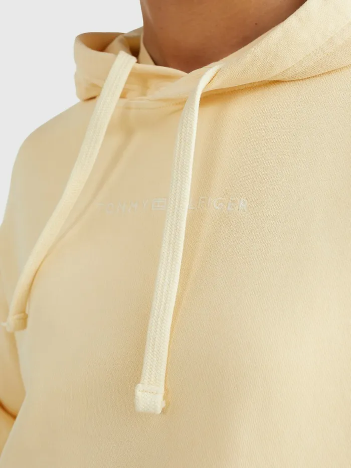 Tommy Hilfiger Logo Embroidery Relaxed Fit Hoody Lemon Twist Womens Sweatshirts and Hoodies Cheap On Sale