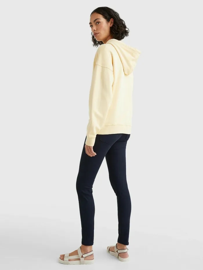 Tommy Hilfiger Logo Embroidery Relaxed Fit Hoody Lemon Twist Womens Sweatshirts and Hoodies Cheap On Sale