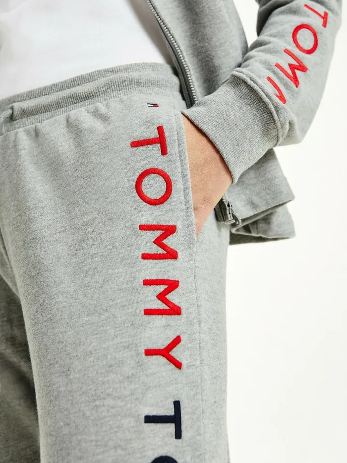 Tommy Hilfiger Logo Embroidery Tapered Joggers Medium Grey Heather Womens Trousers