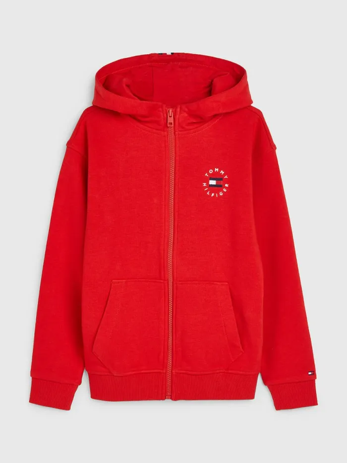 Tommy Hilfiger Logo Embroidery ZipThru Hoody Deep Crimson Boys Sweatshirts and Hoodies Online Tommy Hilfiger Logo Embroidery ZipThru Hoody Deep Crimson Boys Sweatshirts and Hoodies Online