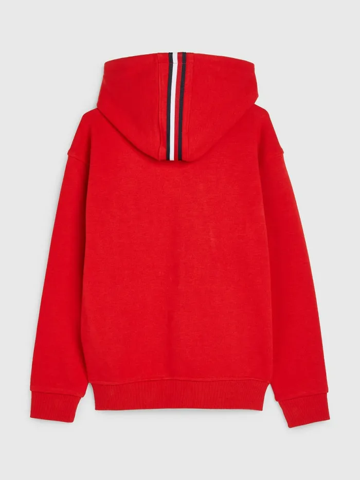 Tommy Hilfiger Logo Embroidery ZipThru Hoody Deep Crimson Boys Sweatshirts and Hoodies Online