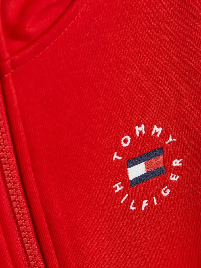 Tommy Hilfiger Logo Embroidery ZipThru Hoody Deep Crimson Boys Sweatshirts and Hoodies Online
