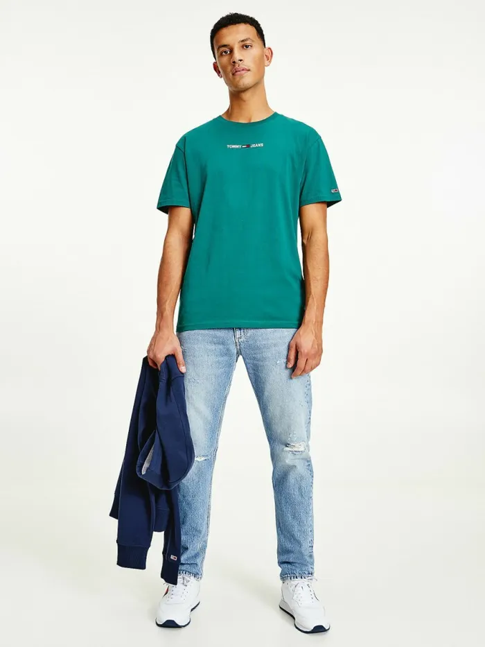 Tommy Hilfiger Logo Flag Patch TShirt Rural Green Mens TShirts Fashion