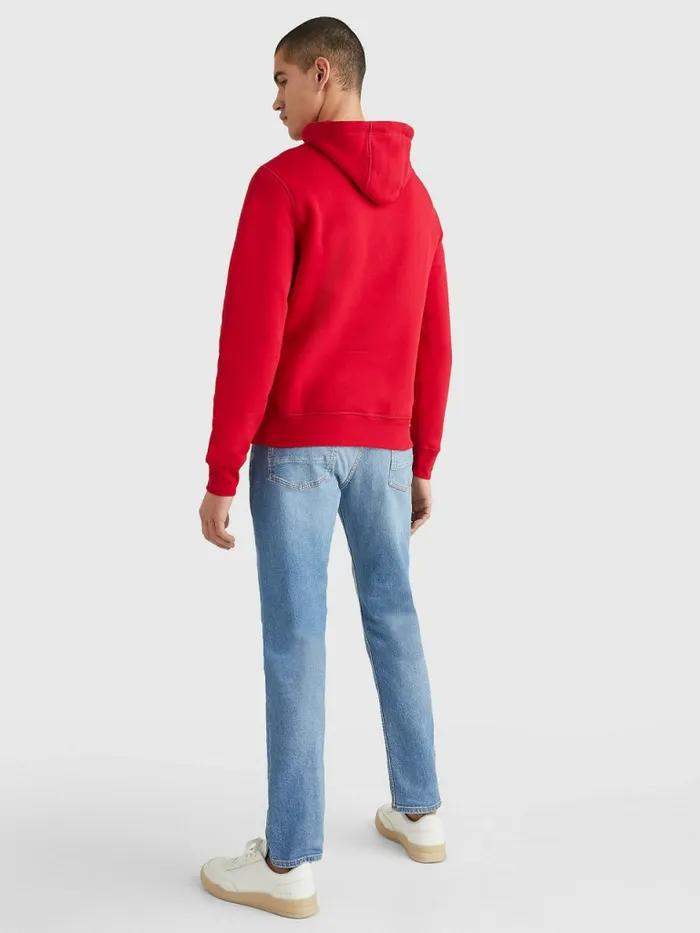 Tommy Hilfiger Logo Fleece Hoody Blazer Red Mens Sweatshirts and Hoodies Near Me