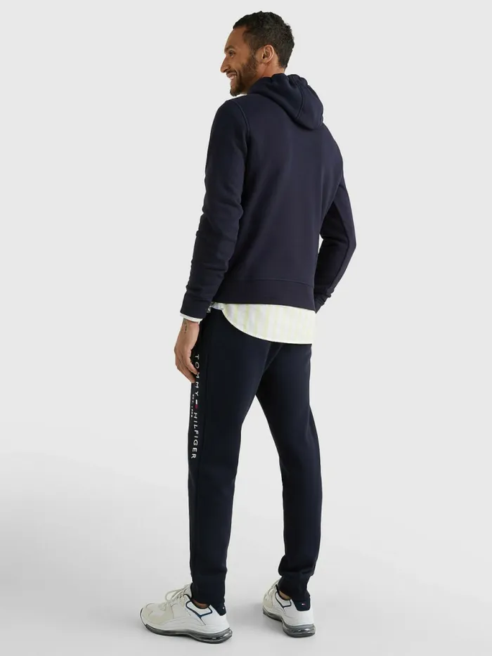 Tommy Hilfiger Logo Flex Fleece Hoody Sky Captain Mens Sweatshirts and Hoodies Near Me