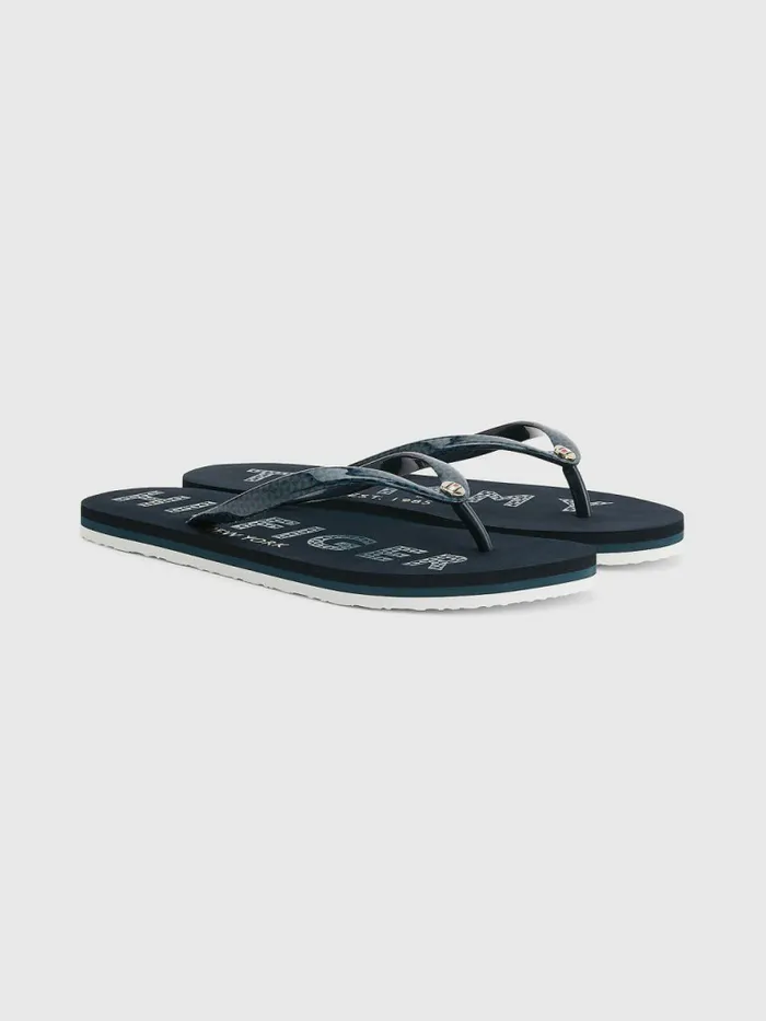 Tommy Hilfiger Logo Flip Flops Desert Sky Womens Sandals Fashion