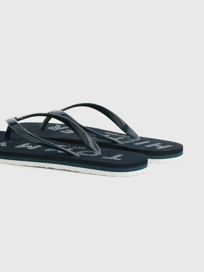 Tommy Hilfiger Logo Flip Flops Desert Sky Womens Sandals Fashion