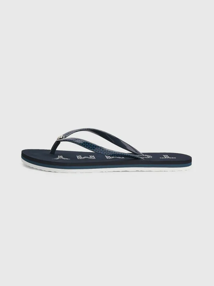 Tommy Hilfiger Logo Flip Flops Desert Sky Womens Sandals Fashion