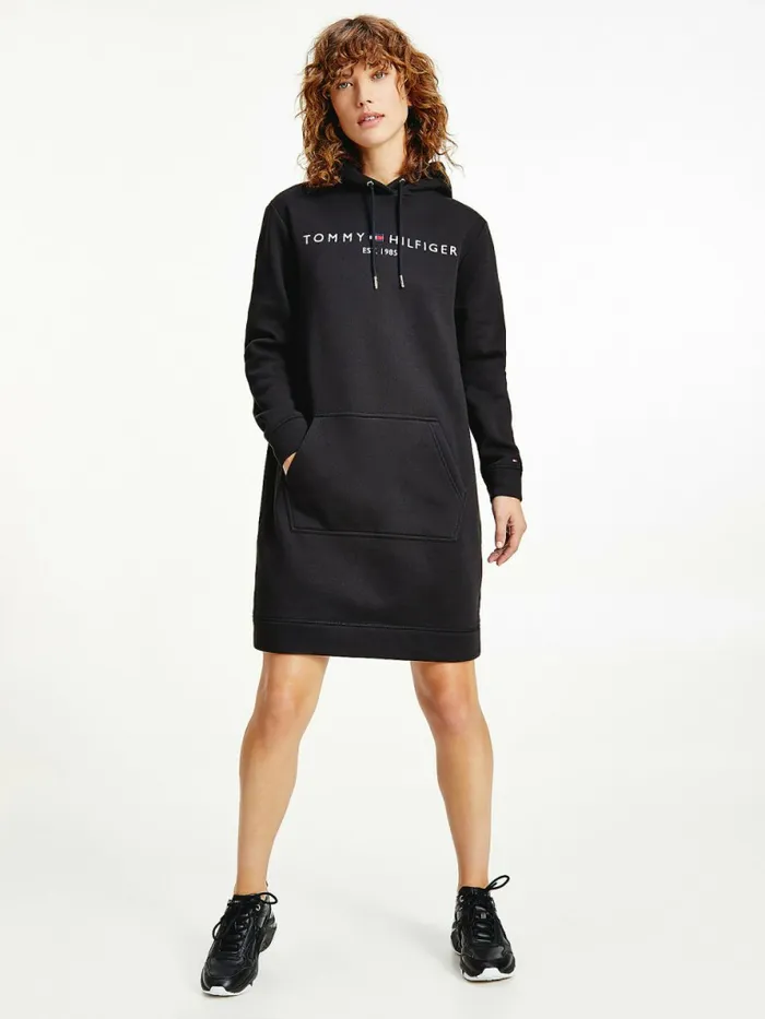 Tommy Hilfiger Logo Hoody Dress Black Womens Dresses and Jumpsuits Gift for Friend Tommy Hilfiger Logo Hoody Dress Black Womens Dresses and Jumpsuits Gift for Friend