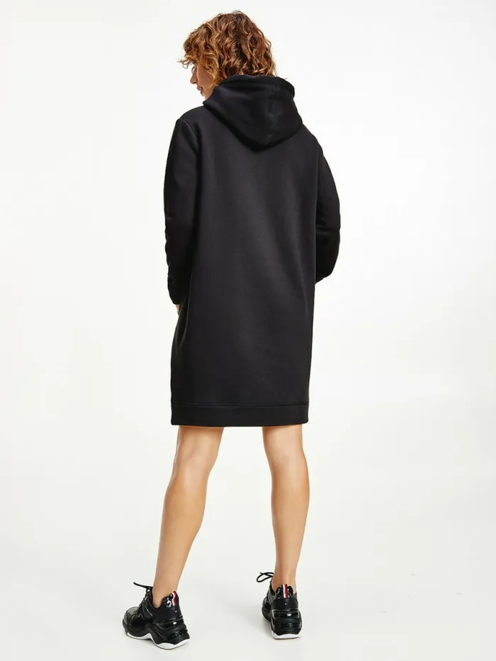 Tommy Hilfiger Logo Hoody Dress Black Womens Dresses and Jumpsuits Gift for Friend