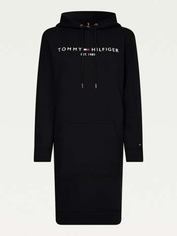 Tommy Hilfiger Logo Hoody Dress Black Womens Dresses and Jumpsuits Gift for Friend