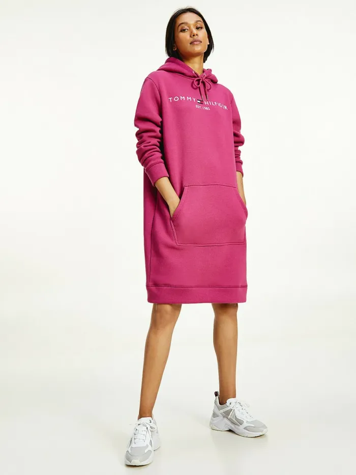 Tommy Hilfiger Logo Hoody Dress Crimson Ruby Womens Dresses and Jumpsuits Casaul Tommy Hilfiger Logo Hoody Dress Crimson Ruby Womens Dresses and Jumpsuits Casaul