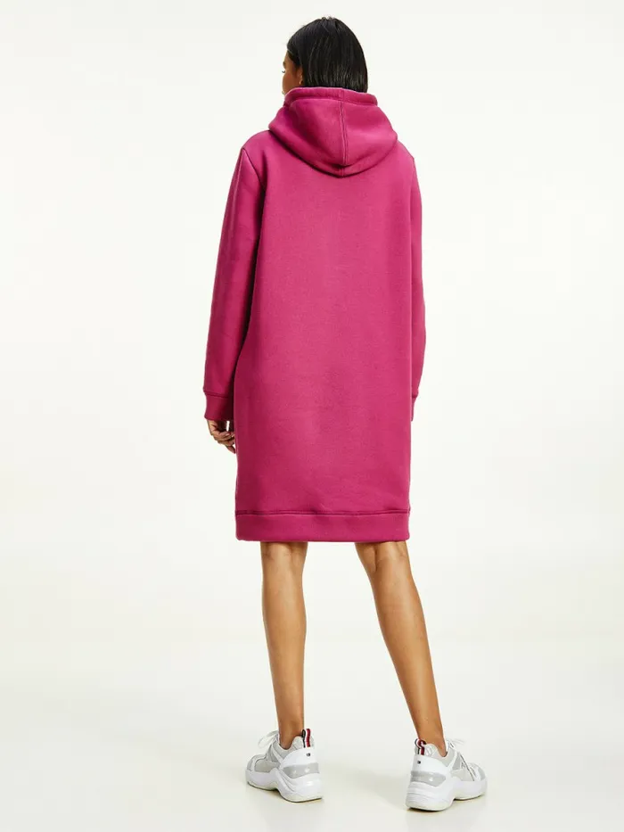Tommy Hilfiger Logo Hoody Dress Crimson Ruby Womens Dresses and Jumpsuits Casaul