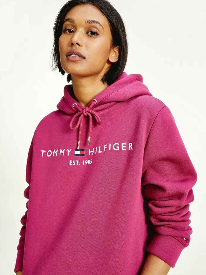 Tommy Hilfiger Logo Hoody Dress Crimson Ruby Womens Dresses and Jumpsuits Casaul