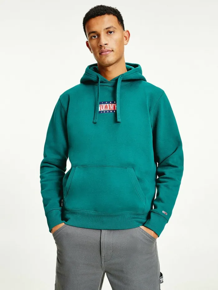Tommy Hilfiger Logo Hoody Rural Green Mens Sweatshirts and Hoodies On Sale