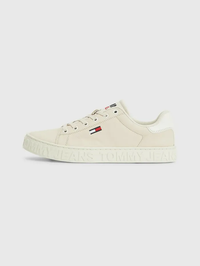 Tommy Hilfiger Logo Leather Cupsole Trainers Sugarcane Womens Trainers Fashion