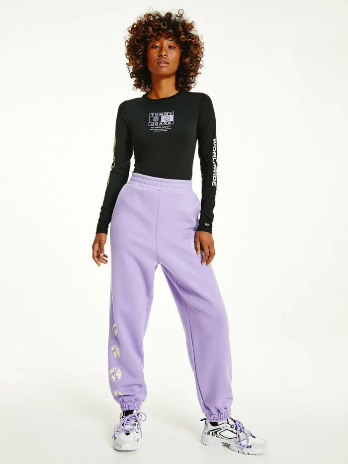 Tommy Hilfiger Logo Long Sleeve Bodysuit Black Womens TShirts For Sale