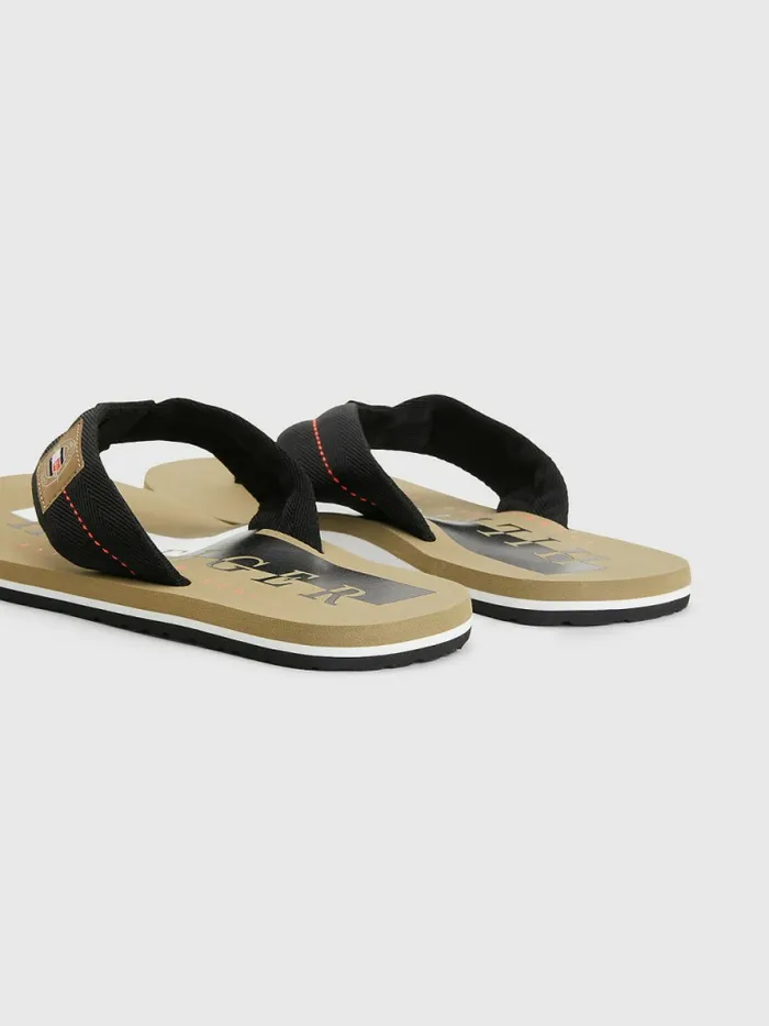 Tommy Hilfiger Logo Patch FlipFlops BlackWoodridge Mens Sandals Sliders and Flip Flops Sale